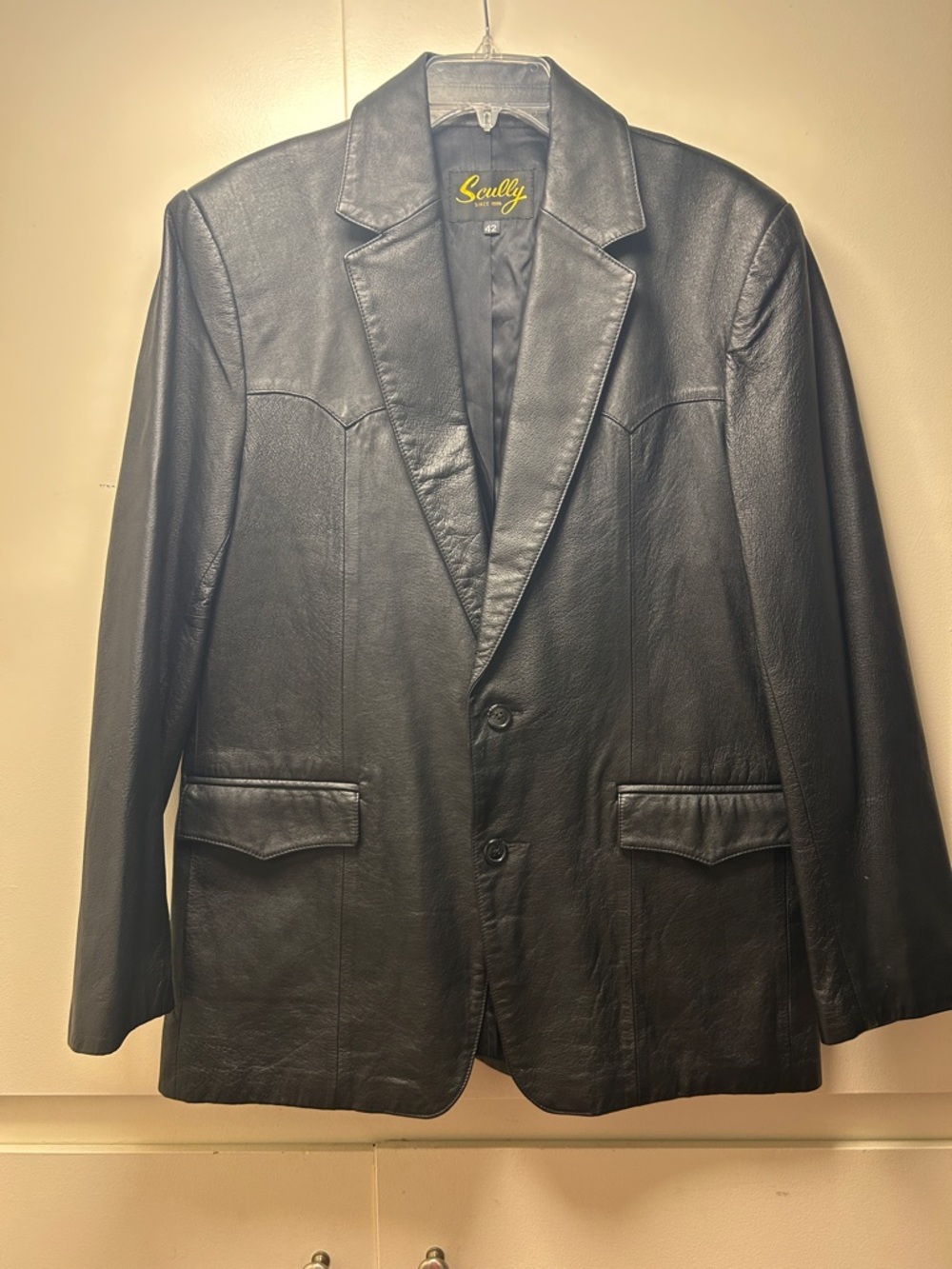 Scully Black Leather Two-Button Blazer